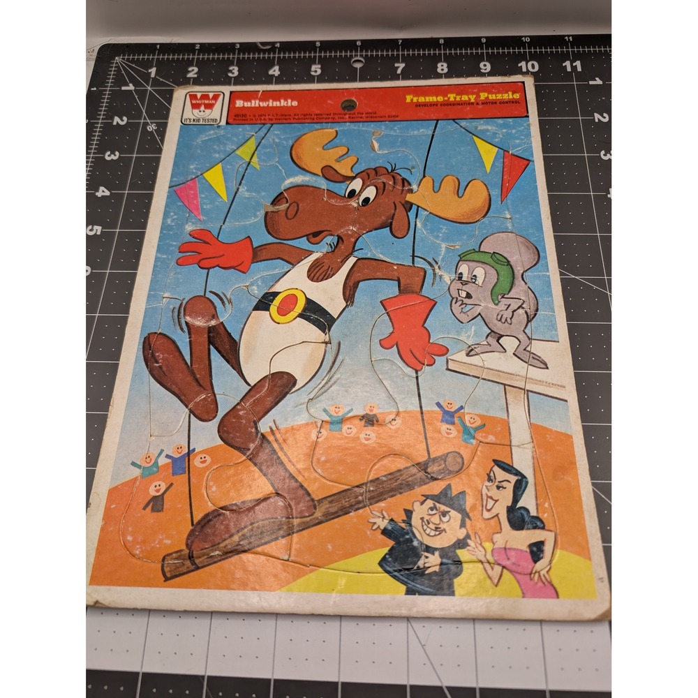 Whitman Bullwinkle Rocky‎ Circus Theme Frame-Tray Puzzle 4512C Jay Ward 1974
